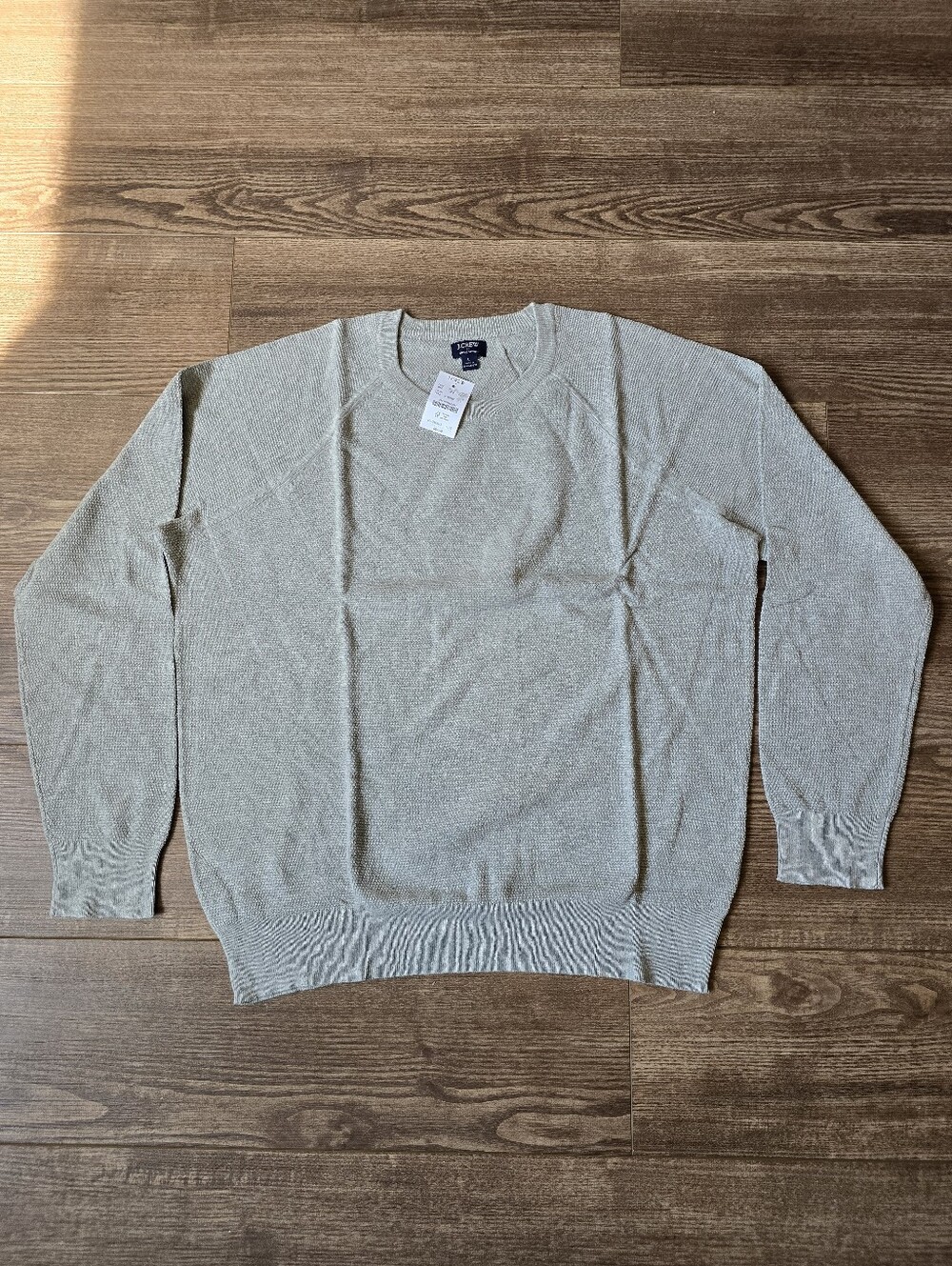 J.CREW Sweater Men L Gray Lightweight Cotton Crewneck Heritage Preppy Minimalist